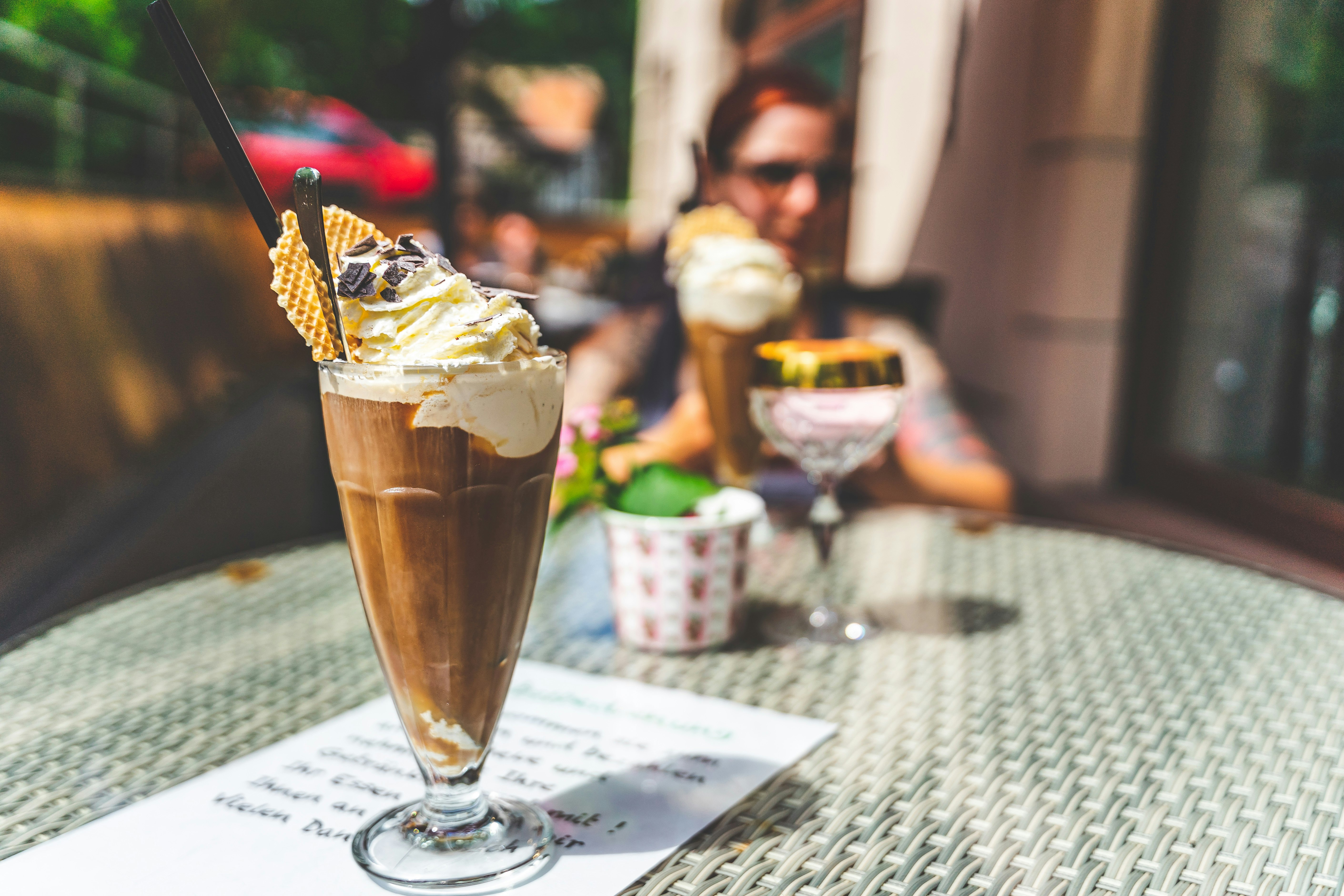 ice cream in clear drinking glass